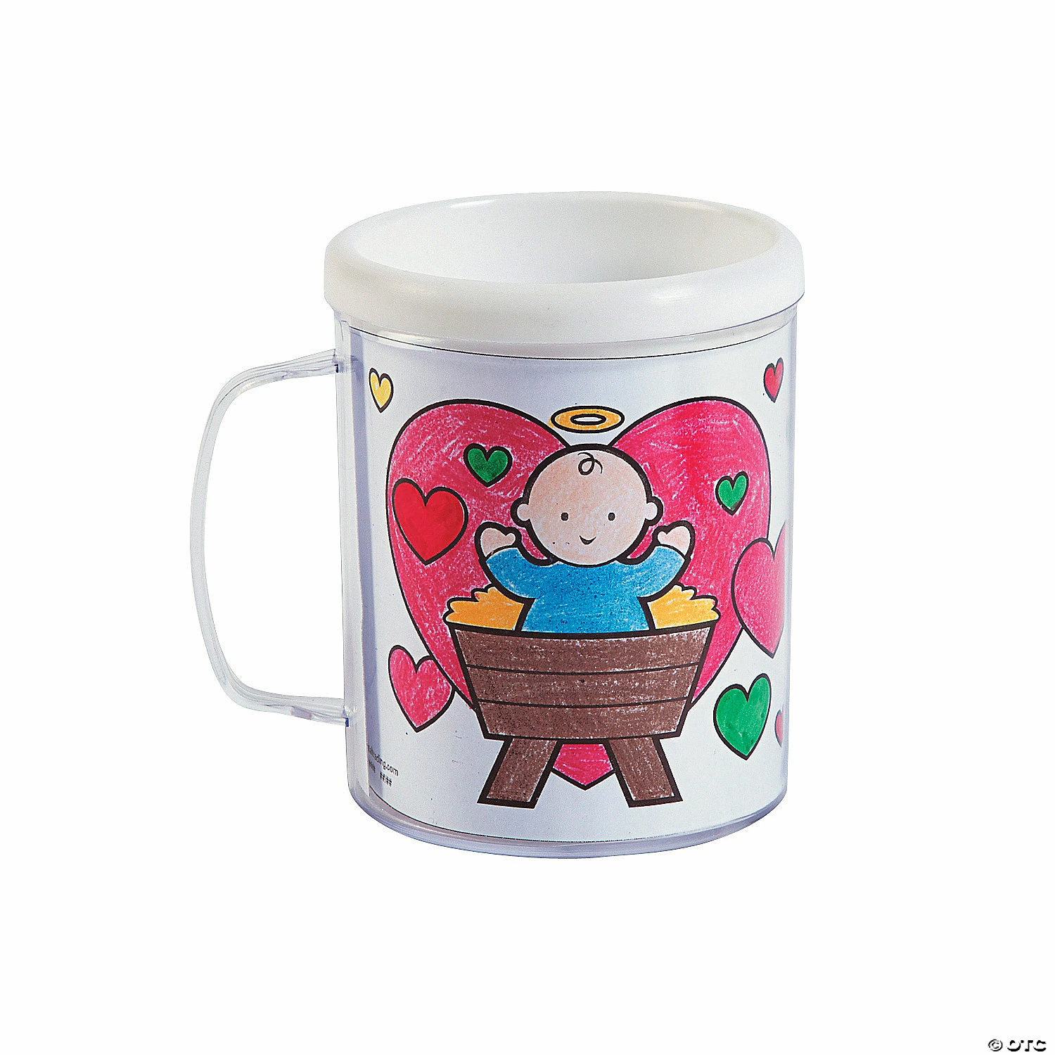 Brand new ๐ Color Your Own Jesus Warms the Heart Plastic Mugs - 12 Pc. โจ - Image 2