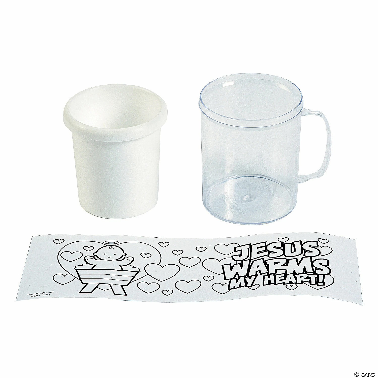 Brand new ๐ Color Your Own Jesus Warms the Heart Plastic Mugs - 12 Pc. โจ - Image 3