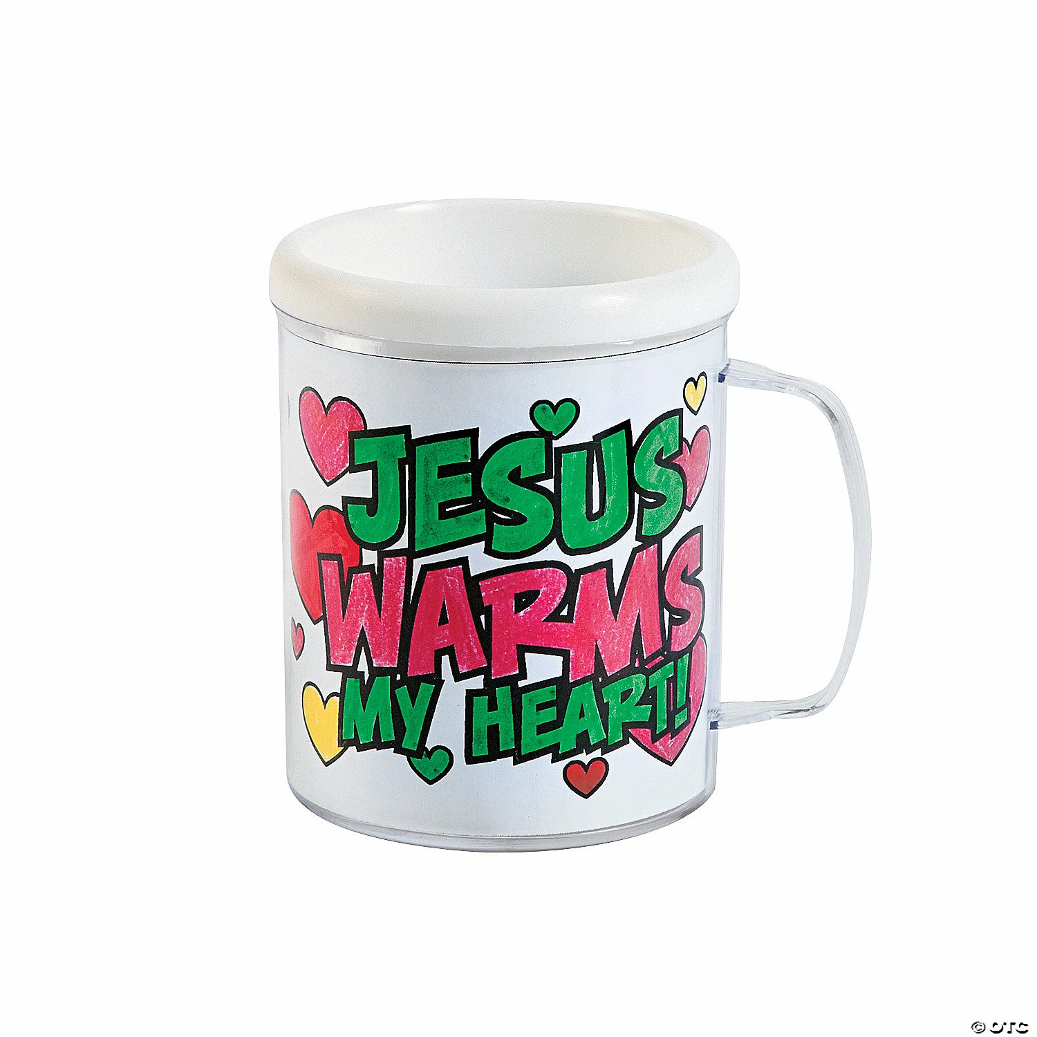 Brand new ๐ Color Your Own Jesus Warms the Heart Plastic Mugs - 12 Pc. โจ