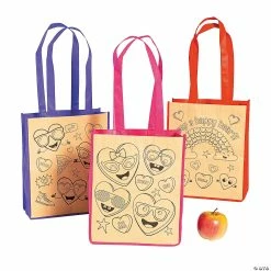 Best Sale 🔥 Color Your Own Medium Valentine Tote Bags - 12 Pc. ✔️