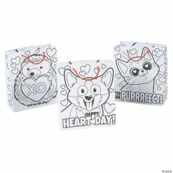 Best Sale 💯 Color Your Own Valentine’s Day Gift Bags – 12 Pc. 🌟
