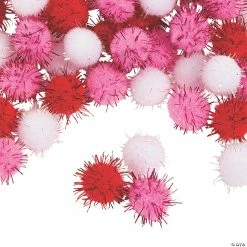 Best Sale ⌛ Glitter Valentine Pom-Poms - 150 Pc. 🛒