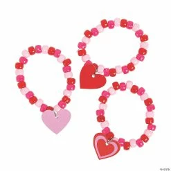 Cheapest 💯 Valentine Charm Beaded Bracelet Craft Kit - Makes 12 ✔️