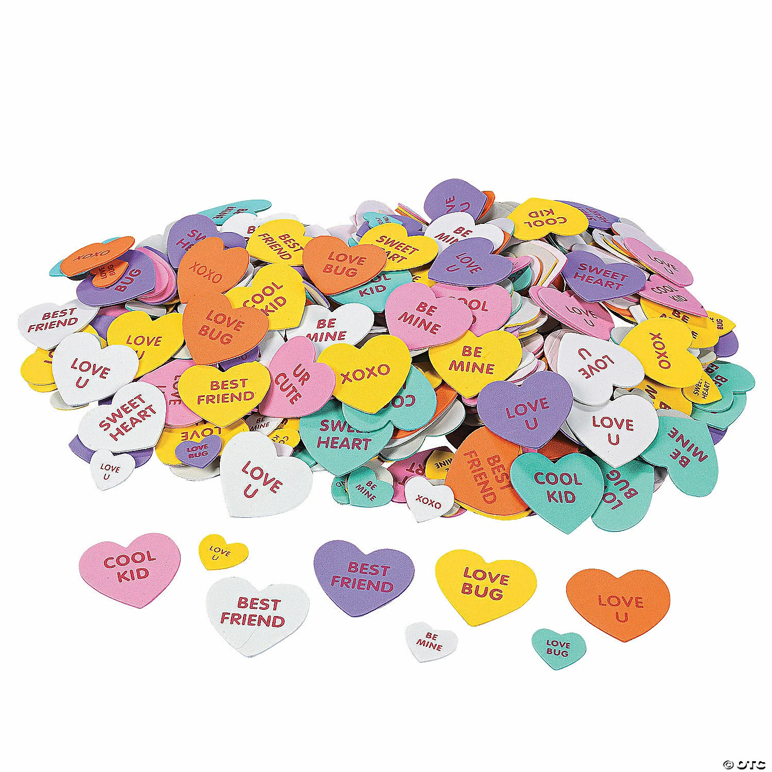 Wholesale π Valentine Conversation Self-Adhesive Foam Heart Stickers - 500 Pc. π