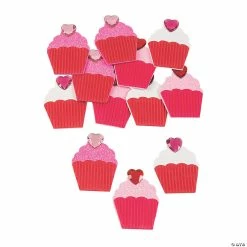 Promo 🌟 Valentine Glitter Cupcake Foam Shapes - 24 Pc. 😍