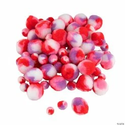 Hot Sale 😀 Valentine Tie-Dyed Pom-Poms - 100 Pc. 🧨