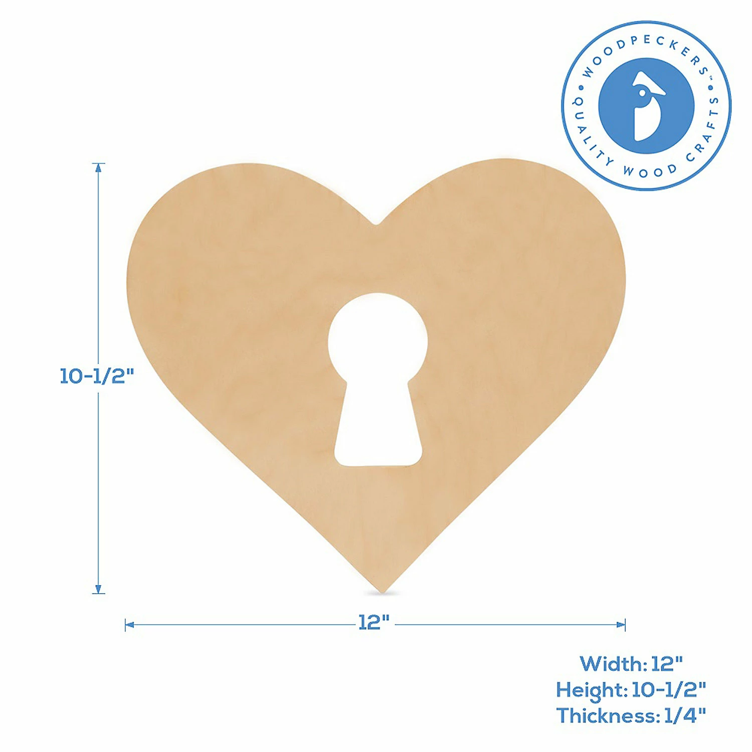 Best Pirce 👍 Woodpeckers Crafts, DIY Unfinished Wood 12" Heart with Keyhole Cutout, Pack of 12 🔥 - Image 3