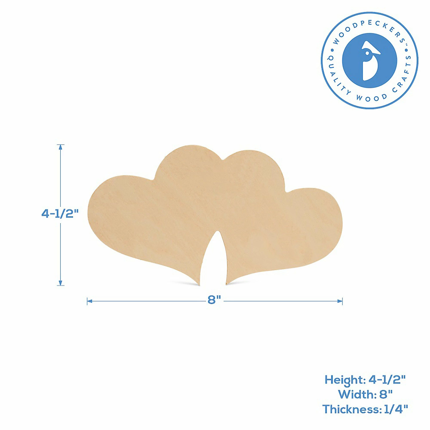 Wholesale 🛒 Woodpeckers Crafts, DIY Unfinished Wood 8" Double Heart Cutout, Pack of 12 🛒 - Image 3